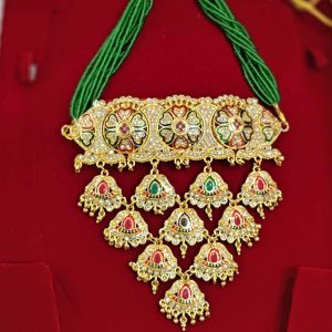 Multicolor Rajputi Aad with Green and Pink PL Stones