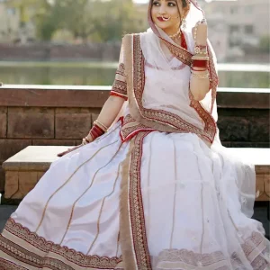 White Velvet Rajputi Poshak: Designer Jarri Work Festive Dress