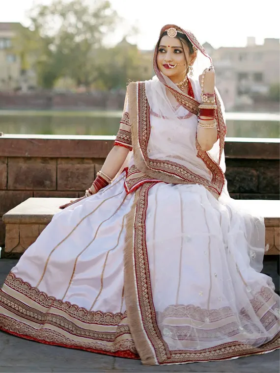 White Velvet Rajputi Poshak: Designer Jarri Work Festive Dress